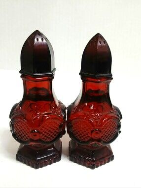 Vintage Avon Cape Cod Ruby Red Glass Salt and Pepper Shakers